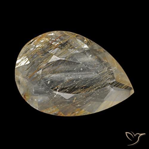 Topazio rutilato naturale giallo da 2,67 ct, taglio a pera, trasparente