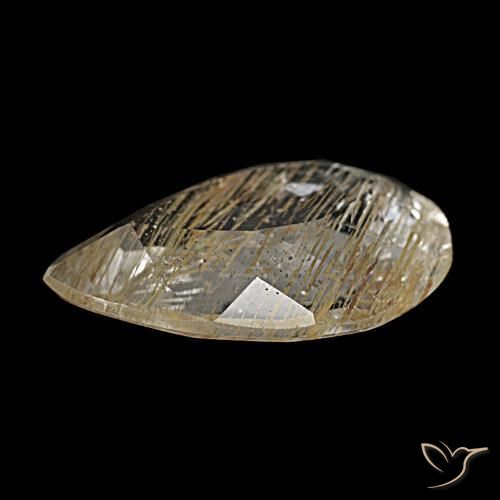Topazio rutilato naturale giallo da 2,67 ct, taglio a pera, trasparente