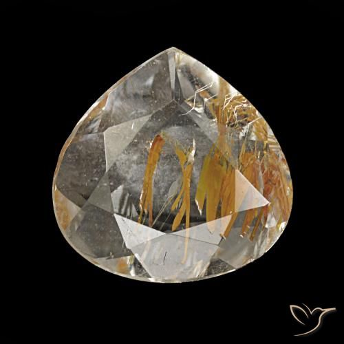 Topazio rutilato naturale giallo da 1,13 ct, taglio a pera, trasparente
