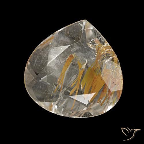 Topazio rutilato naturale giallo da 1,13 ct, taglio a pera, trasparente
