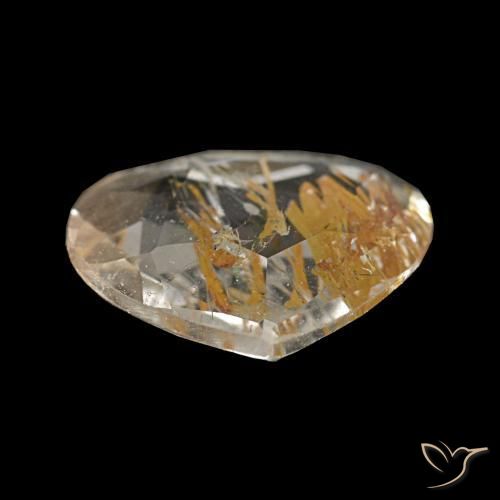 Topazio rutilato naturale giallo da 1,13 ct, taglio a pera, trasparente