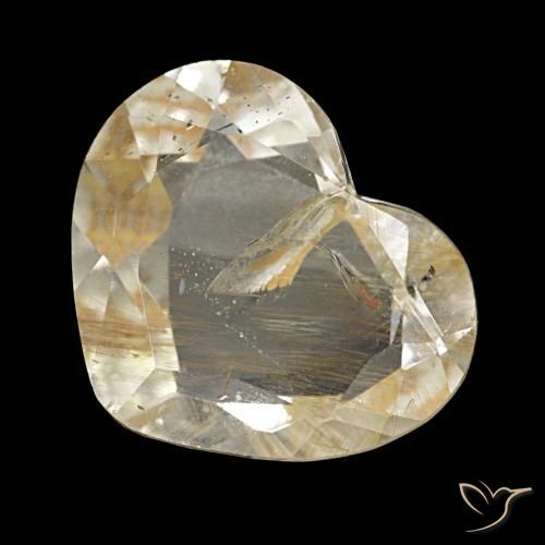 Topazio rutilato naturale giallo da 4,79 ct, a forma di cuore, trasparente