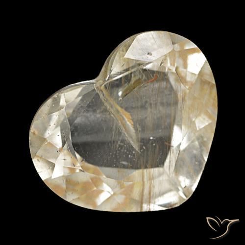Topazio rutilato naturale giallo da 4,79 ct, a forma di cuore, trasparente