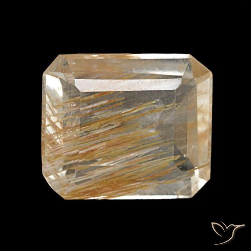 2.61ct giallo topazio rutilato, taglio smeraldo, trasparente