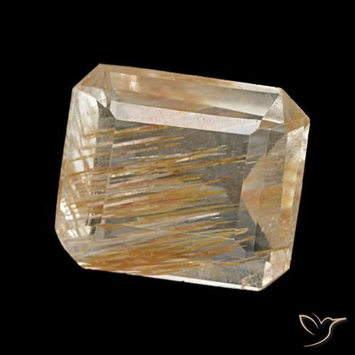 Topazio rutilato naturale giallo da 2,61 ct, taglio smeraldo, trasparente