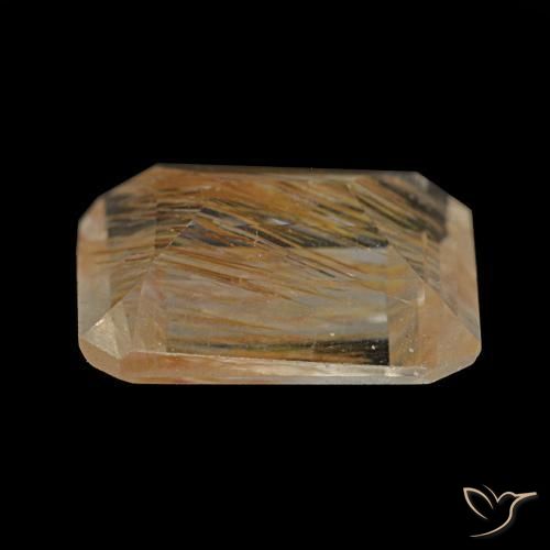 Topazio rutilato naturale giallo da 2,61 ct, taglio smeraldo, trasparente