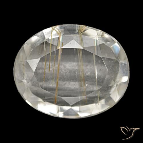 Topazio rutilato naturale giallo da 4,13 ct, taglio ovale, trasparente