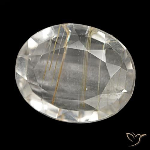 Topazio rutilato naturale giallo da 4,13 ct, taglio ovale, trasparente