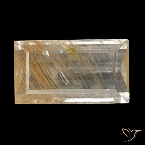 Topazio rutilato naturale giallo da 3,10 ct, baguette, trasparente
