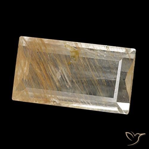 Topazio rutilato naturale giallo da 3,10 ct, baguette, trasparente