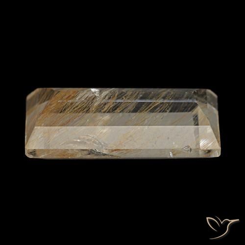 Topazio rutilato naturale giallo da 3,10 ct, baguette, trasparente