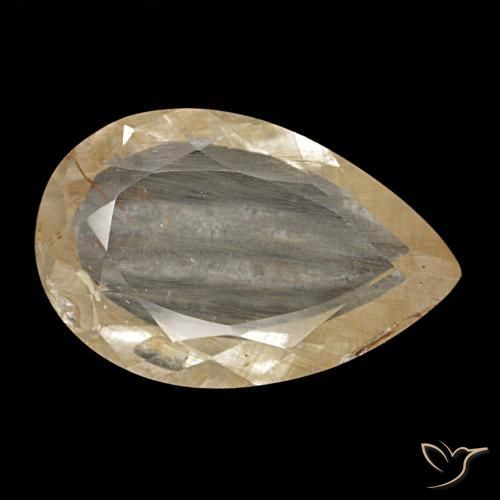 Topazio rutilato naturale giallo da 4,65 ct, taglio a pera, trasparente