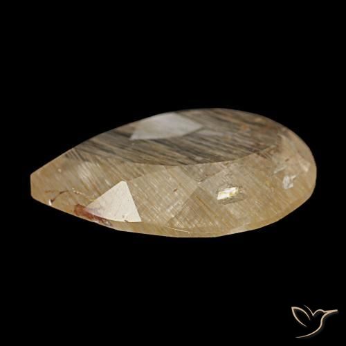 Topazio rutilato naturale giallo da 4,65 ct, taglio a pera, trasparente