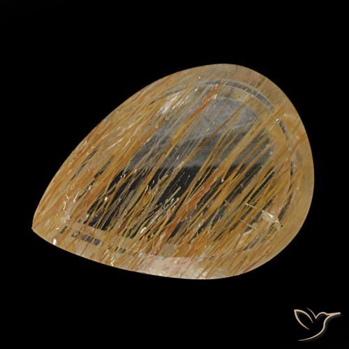 2.90ct marrone topazio rutilato, taglio a pera, trasparente