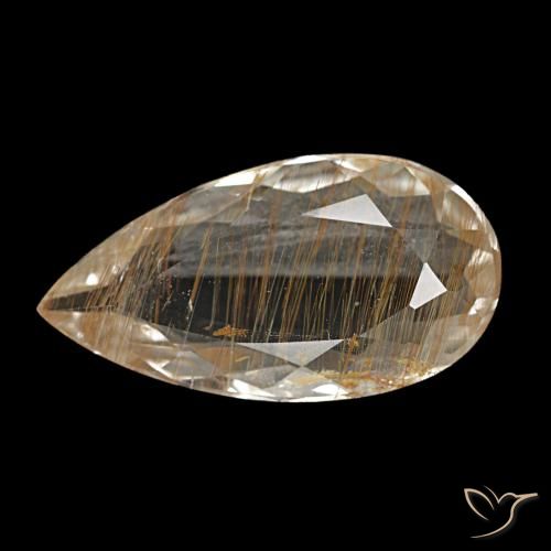 Topazio rutilato naturale marrone da 3,56 ct, taglio a pera, trasparente