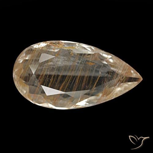 Topazio rutilato naturale marrone da 3,56 ct, taglio a pera, trasparente