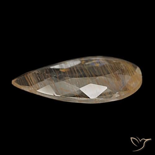 Topazio rutilato naturale marrone da 3,56 ct, taglio a pera, trasparente