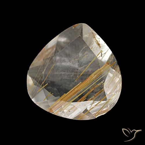 Topazio rutilato marrone dorato molto chiaro naturale da 1,95 ct, taglio a pera, trasparente