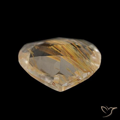 Topazio rutilato marrone dorato molto chiaro naturale da 1,95 ct, taglio a pera, trasparente