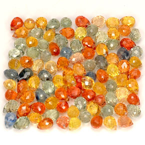 Zaffiro naturale multicolore da  ct, briolette, VVS-VS