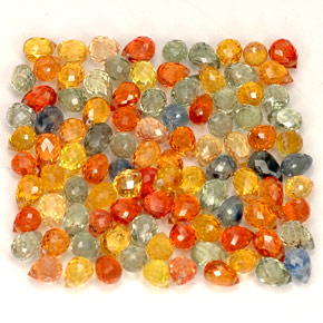 Zaffiro naturale multicolore da  ct, briolette, VVS-VS