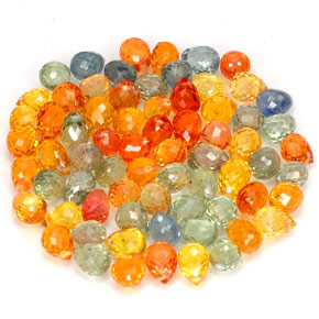 Zaffiro naturale multicolore da  ct, briolette, VVS-VS