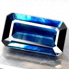 Zaffiro naturale blu da 4,64 ct, taglio smeraldo, VS