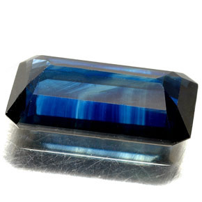 Zaffiro naturale blu da 4,64 ct, taglio smeraldo, VS