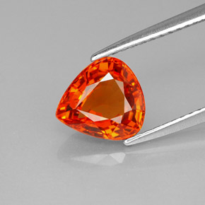 Zaffiro naturale arancione da 2,12 ct, taglio a pera, VVS-VS