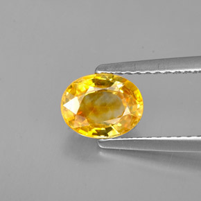 Zaffiro naturale giallo da 1,33 ct, taglio ovale, VVS-VS