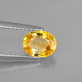 Zaffiro naturale giallo da 1,33 ct, taglio ovale, VVS-VS