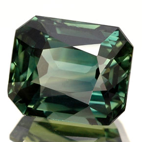 Zaffiro naturale verde da 3,03 ct, taglio smeraldo, VS