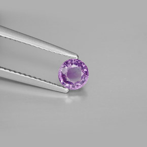 Zaffiro naturale viola da 0,58 ct, taglio rotondo, VVS