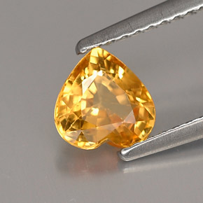 Zaffiro naturale giallo da 1,03 ct, a forma di cuore, VS