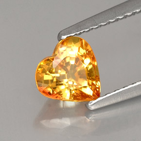Zaffiro naturale giallo da 1,04 ct, a forma di cuore, VS