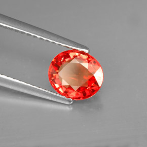 Zaffiro naturale arancione da 1,54 ct, taglio ovale, VVS