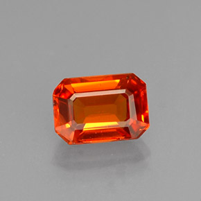 Zaffiro naturale arancione da 0,77 ct, taglio smeraldo, VS