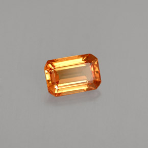 Zaffiro naturale arancione da 0,75 ct, taglio smeraldo, VS