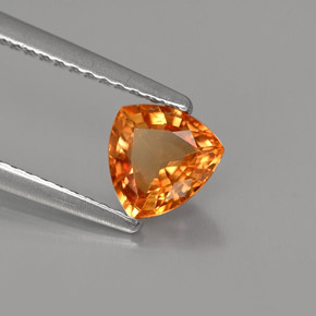 Zaffiro naturale arancione da 0,87 ct, trillion, VS