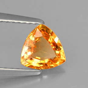 Zaffiro naturale arancione da 0,87 ct, trillion, VVS-VS