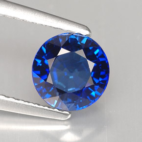 Zaffiro naturale blu da 1,68 ct, taglio rotondo, IF