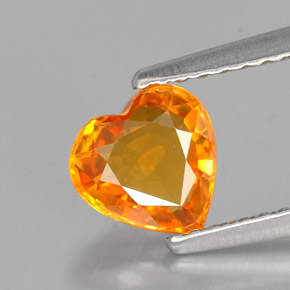 Zaffiro naturale arancione da 1,10 ct, a forma di cuore, VVS