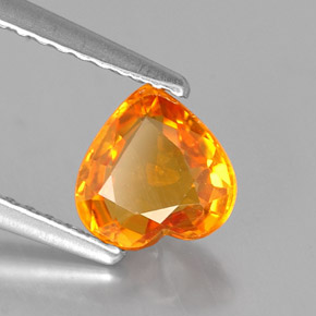 Zaffiro naturale arancione da 1,10 ct, a forma di cuore, VVS