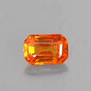 Zaffiro naturale arancione da 0,81 ct, taglio smeraldo, VS