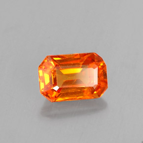 Zaffiro naturale arancione da 0,81 ct, taglio smeraldo, VS
