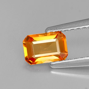 Zaffiro naturale arancione da 0,65 ct, taglio smeraldo, VVS