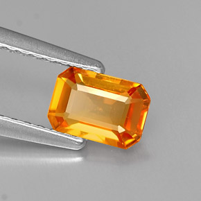 Zaffiro naturale arancione da 0,65 ct, taglio smeraldo, VVS