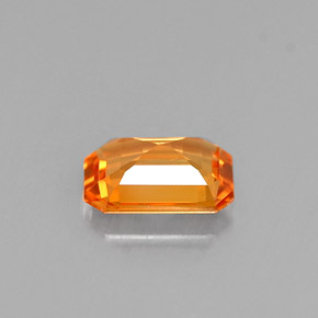 Zaffiro naturale arancione da 0,65 ct, taglio smeraldo, VVS