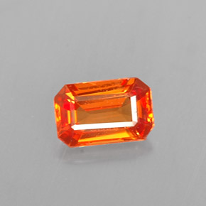 Zaffiro naturale arancione da 0,62 ct, taglio smeraldo, VVS-VS