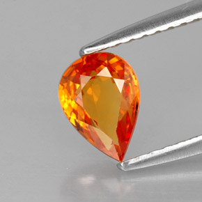 Zaffiro naturale arancione da 0,87 ct, taglio a pera, VS